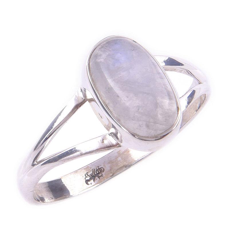 Natural Rainbow Moon Stone Gemstone Handmade 925 Sterling Silver Ring S.10 y2V46