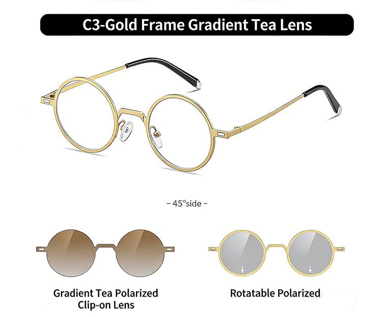 

Новые Регулируемые Темные Вращающиеся Поляризационные Очки для Близоруких Винтажные Круглые Солнцезащитные Очки с Магнитным Зажимом Индивидуальные Очки по Рецепту Original Lenses