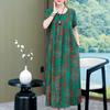 Abiti eleganti taglie forti per donna Abito lungo vintage a maniche corte allentato casual