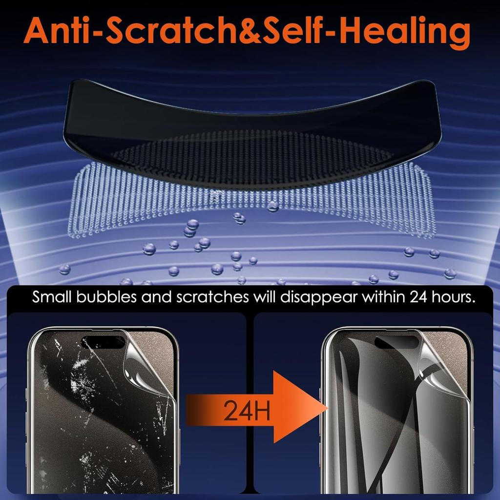 [2+2] for iPhone 15 Pro Max Privacy Screen Protector (NOT Glass) with Tempered Glass Camera Lens Protector, Anti-Spy Non-breakable Soft TPU Hydrogel