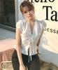 Geulouhaideu Copedi Satin Strap Short Sleeve Blouse_Ivory