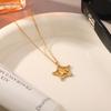 Yori Hollow Five Pointed Star Simple Necklace for Women High Quality Stainless Steel 18 K Metal Texture Choker Necklace Annivers