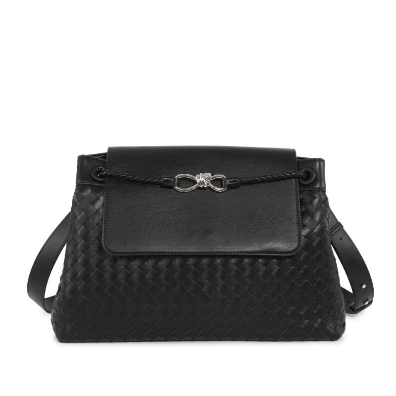 

Новая средняя плетеная сумка, женская сумка через плечо, портфель, модная 40*15*28cm чёрный