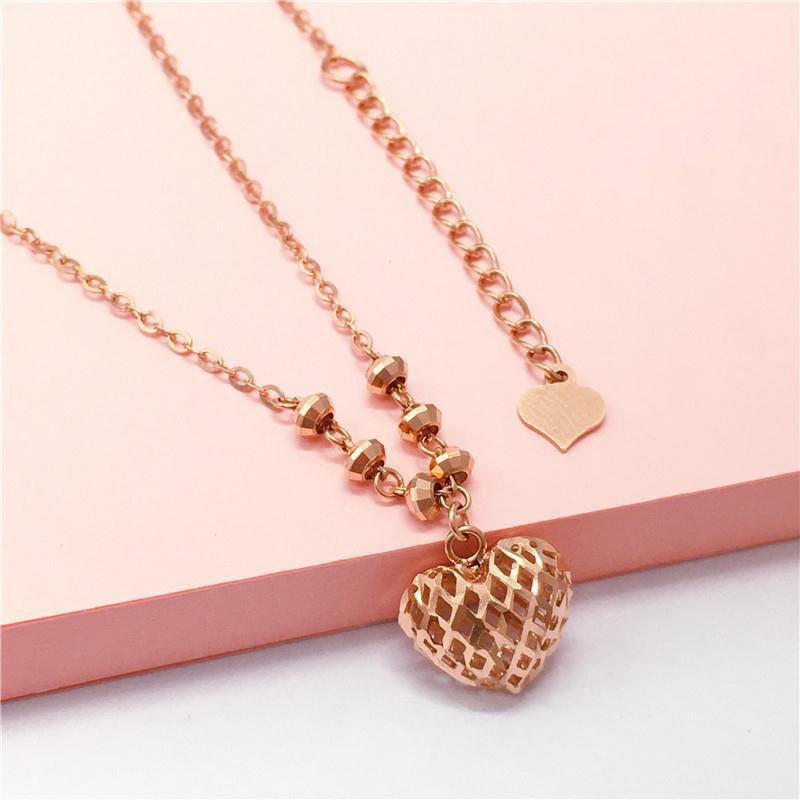 Purple Gold-Plated Rose Gold Women S Hollow Ball Love Transfer Laser Ball Color Gold Necklace 45+5cm