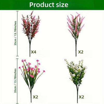 10pcs Mixed Color Artificial Plants Outdoor, Artificial Flowers, UV Resistant Fake Flowers, Faux Flowers -Outdoor Planters Decor