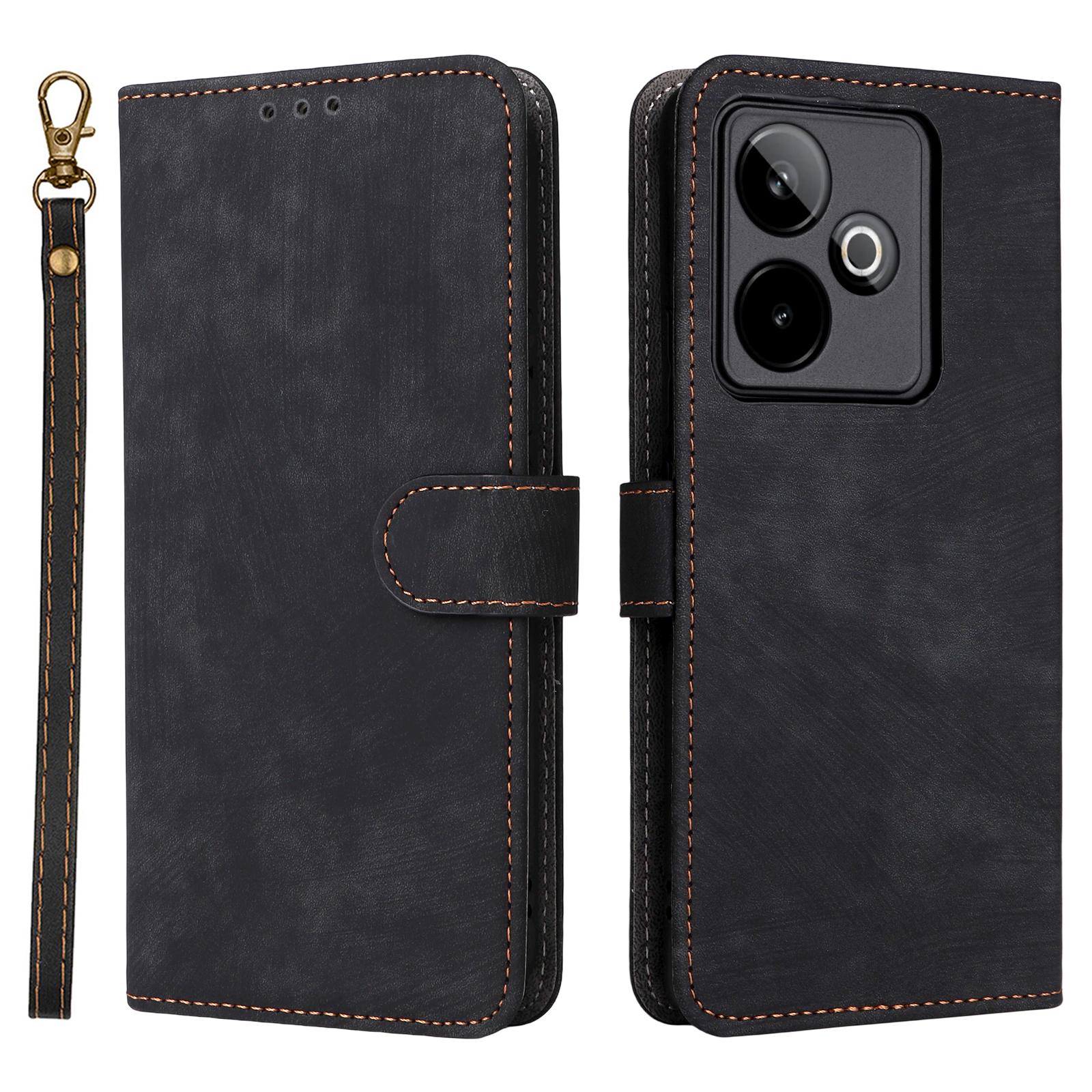 

Для Realme GT 7 5G Чохол-гаманець з RFID-блокуванням зі штучної шкіри Чохол для телефону Підставка з ремінцем Black