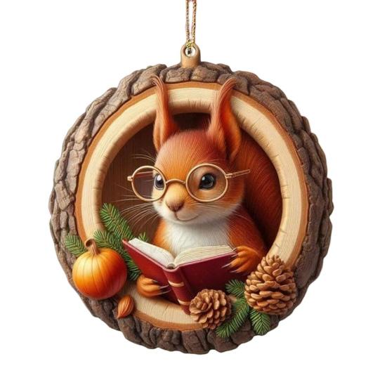 Animal Christmas Ornament 2D Flat Forest Animal Xmas Tree Ornament Acrylic Hanging Woodland Pendant for Garden Tree Home Decor