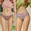 FINETOO 2 buc/set femei slip din bumbac cu talie joasă chiloți în dungi Lenjerie de corp pentru femeie Lenjerie sexy Chiloți cu picioare înalte S-XL