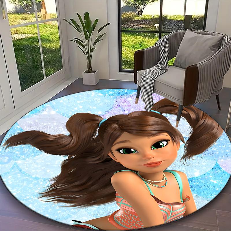 1pc Moana Ocean Adventure Carpet for Room Floor Mat, Comfortable Office Chair Printed Round Rug, Beautiful Hotel Rug
