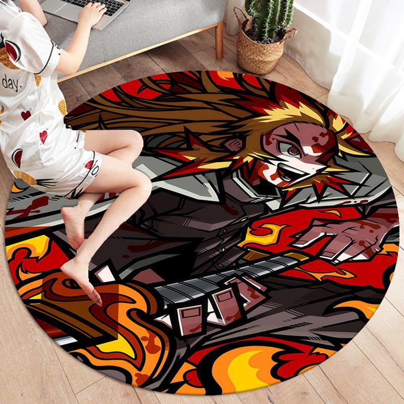 Tappeto Rotondo Demon Slayer Tappeto Tappeto Per Soggiorno Camera Da Letto Divano Sala Giochi Decorazione Tappetino Antiscivolo