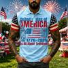 Men's Casual Short Sleeve Polo Shirt with Graphic Print and American Flag Pattern Sleeves Button Down Collar Athletic Fit
