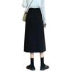2024 High Waist A-Line Black Midi Skirt for Women - Slimming Bodycon Fit