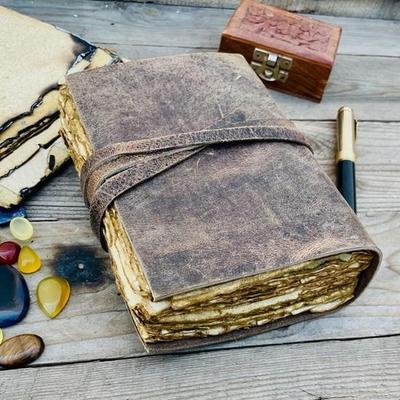 15,24 cm Dziennik skórzany oprawiony ręcznie, papier z krawędzią Deckle, szkicownik, książka cieni, gruby dziennik dla mężczyzn i kobiet