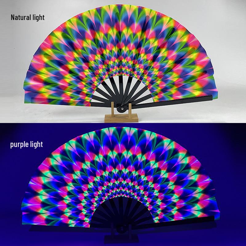 Leuchtender faltbarer Kung-Fu-Party-Fächer mit UV-fluoreszierender Leuchtkraft