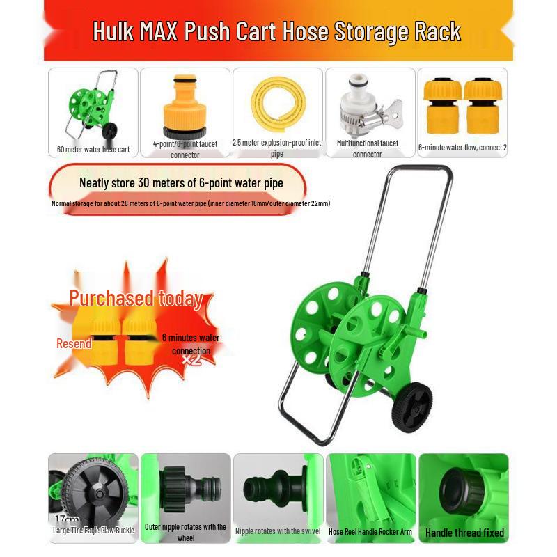 Rice Water Pipe Frame & Car Wash Gun Splitter Storage Rack Reel for Garden Watering Tools