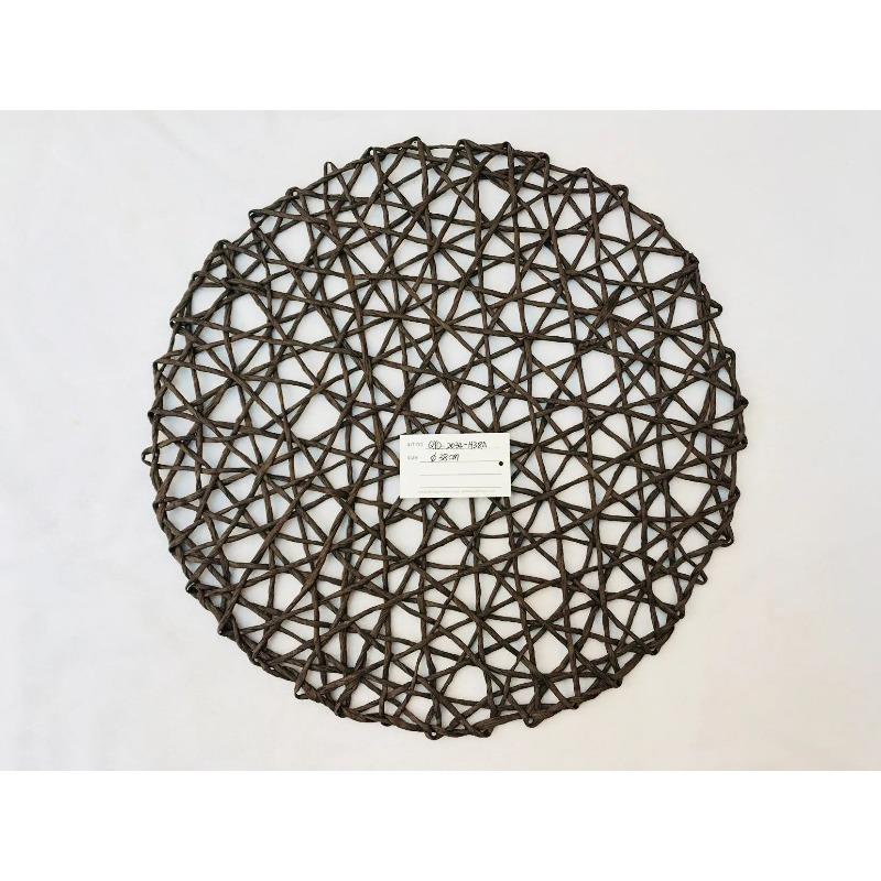 Round Paper Woven Placemats Wood Heat Resistant Rattan Brown Paper Straw for Dining Party Wedding