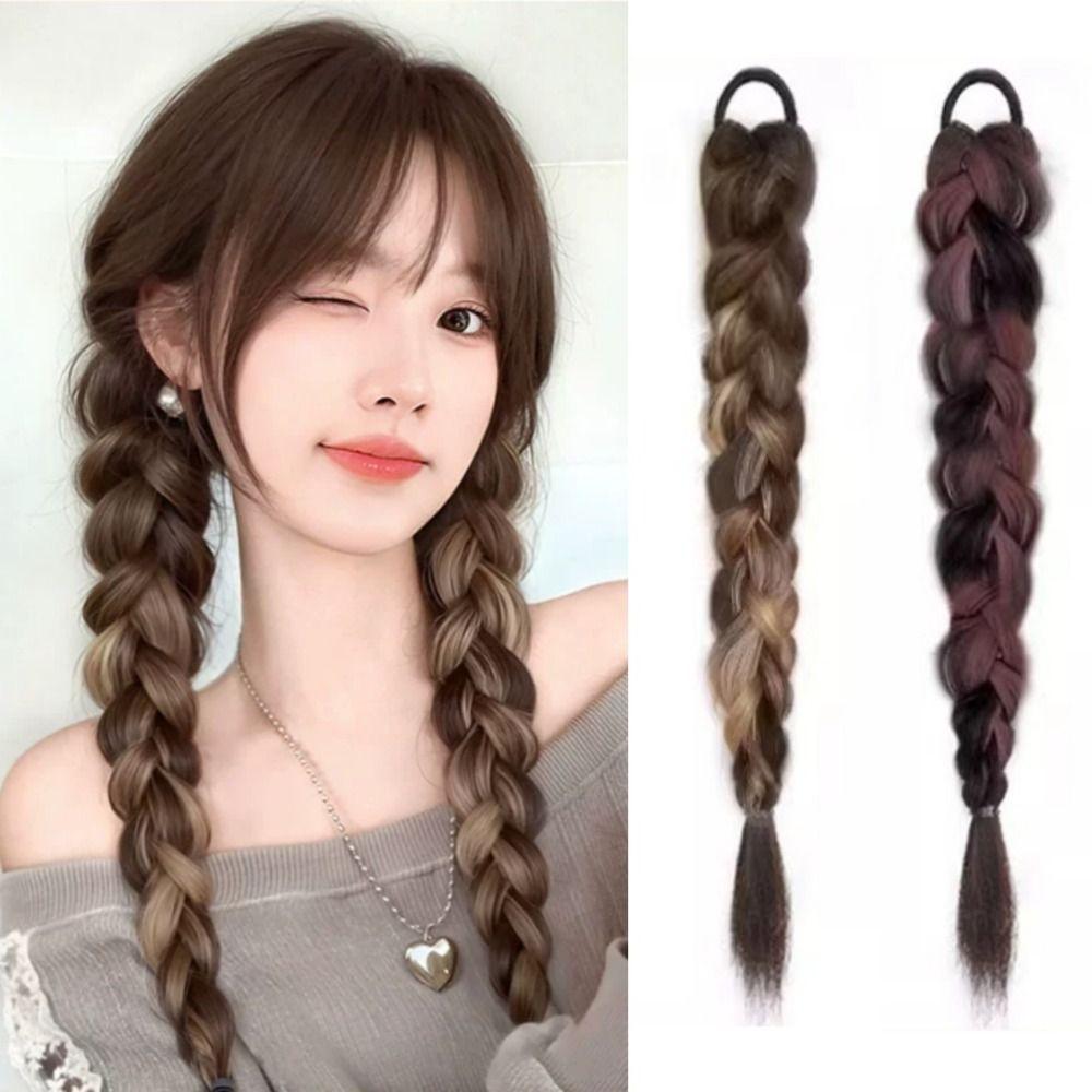 Double Ponytail Boxing Braided Hair Band Rubber Band Pony Tail Hairpiece  for Women