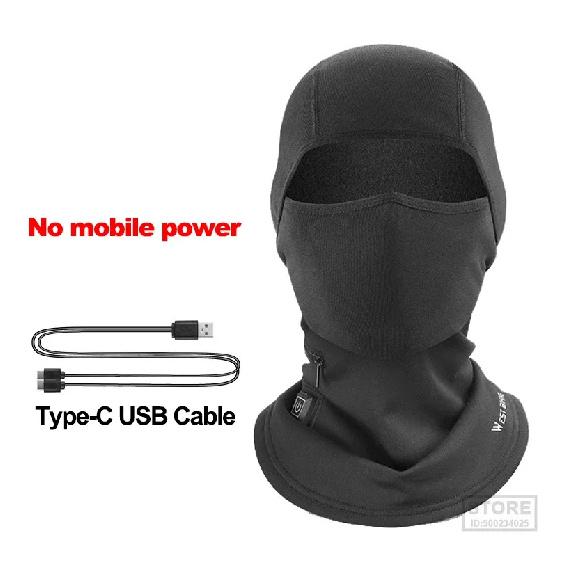 WEST BIKING Winter Cycling Hat Comfortable Windproof Heating Headgear Cycling Heating Face Mask for Ski Bicycle Motorcycle Battery not included