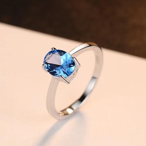 

Luxury Real S925 Sterling Silver Finger Rings For Women Lover Geometric Blue Topaz Wedding Ring Anillos Mujer Fine Jewelry Gift 6