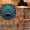 Bohemian Peacock Wall Art Metal Sign Teal Blue Gold Orange Mandala Decor