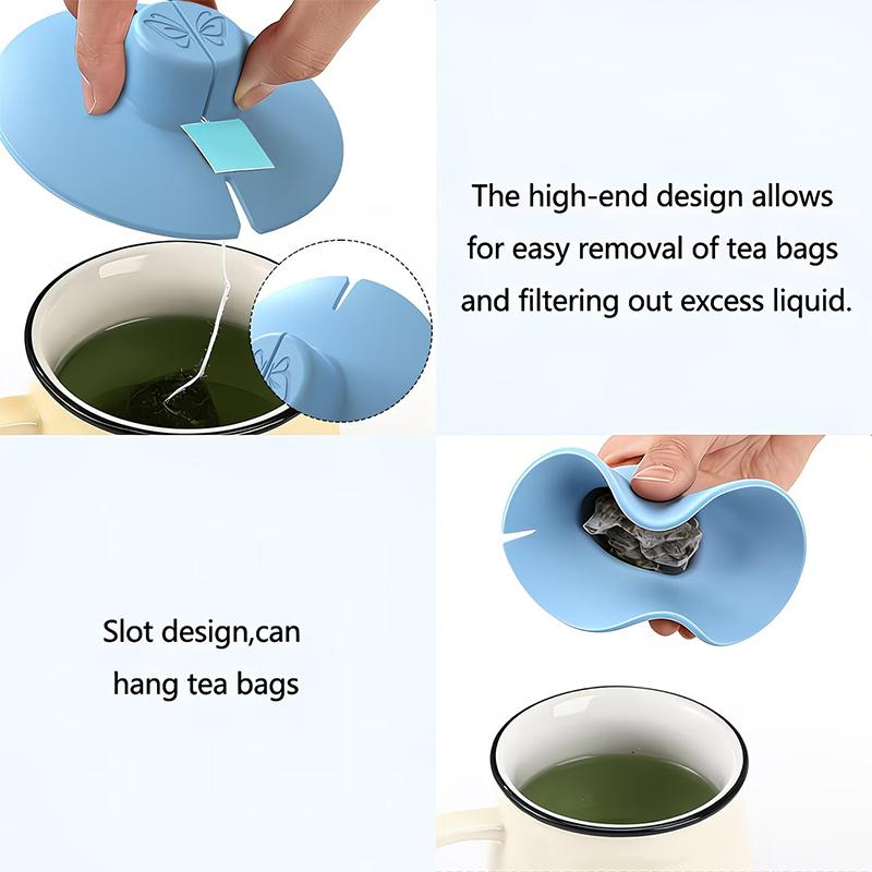Silicone Tea Bag Partner With Handle Tea Bag Holder & Squeezer Reusable Mugs Lids Easy To Use Dishwasher Safe