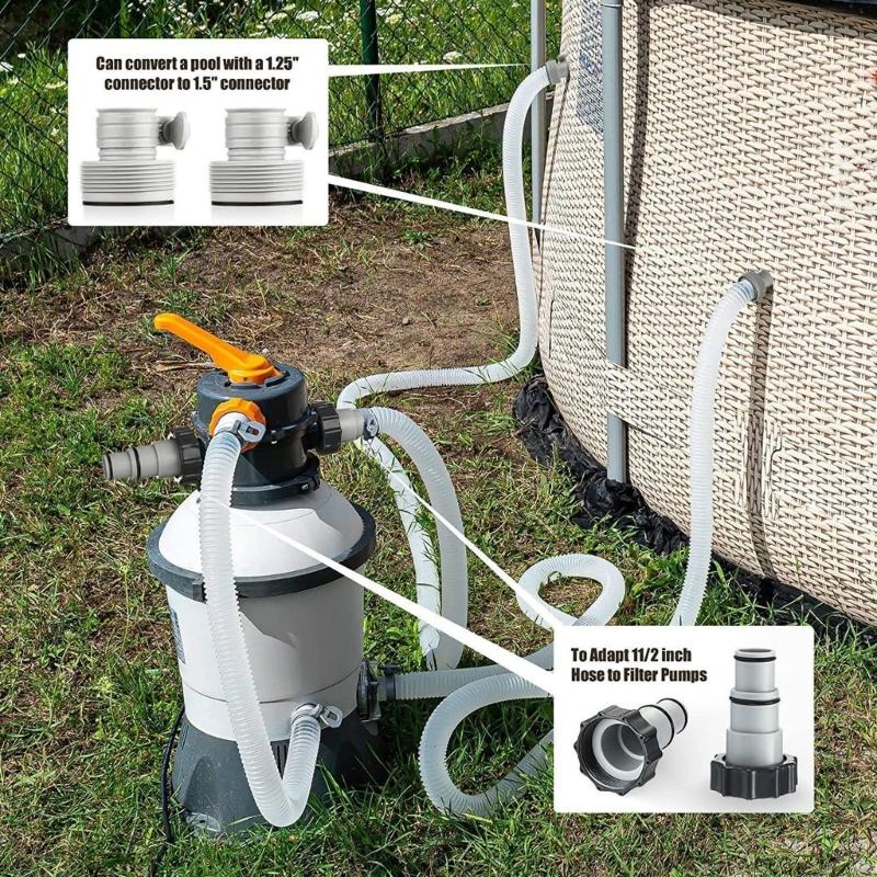 2Pcs Pool Hose for Above Ground Pools 1.5In Diameter 59In Length Replacement Swimming Pool Pump Hose with Hose Clamps