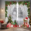 Set Of 2 Christmas Teddy Bear Print Curtains Insulation Multiple Sizes Living Room Bedroom Decoration Curtain Blackout For Made Polyester Machine