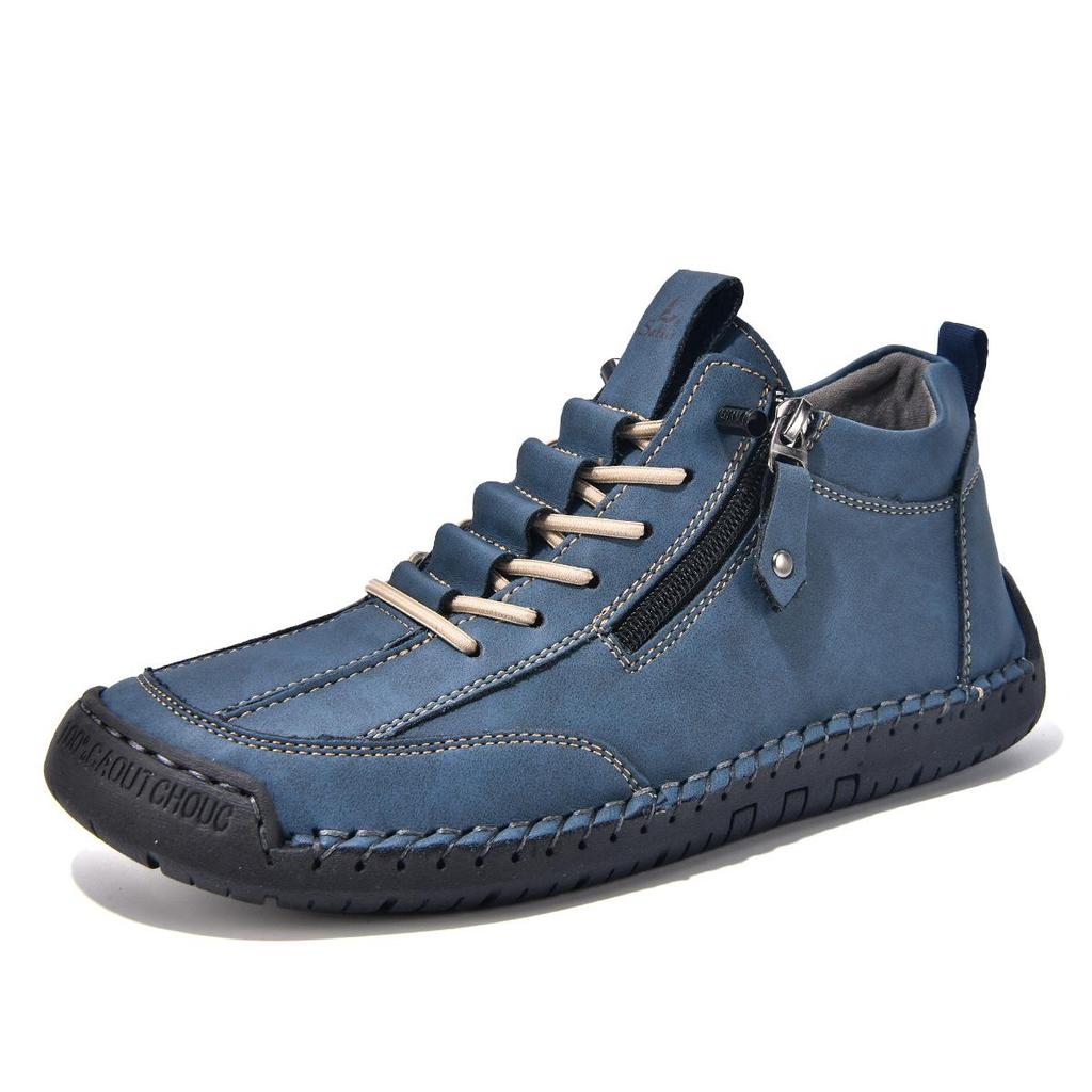 Autumn Leather Men Boots Handmade Casual Ankle Boots for Men Shoes Winter Boot Zipper Shoes for Man Hombres Botas