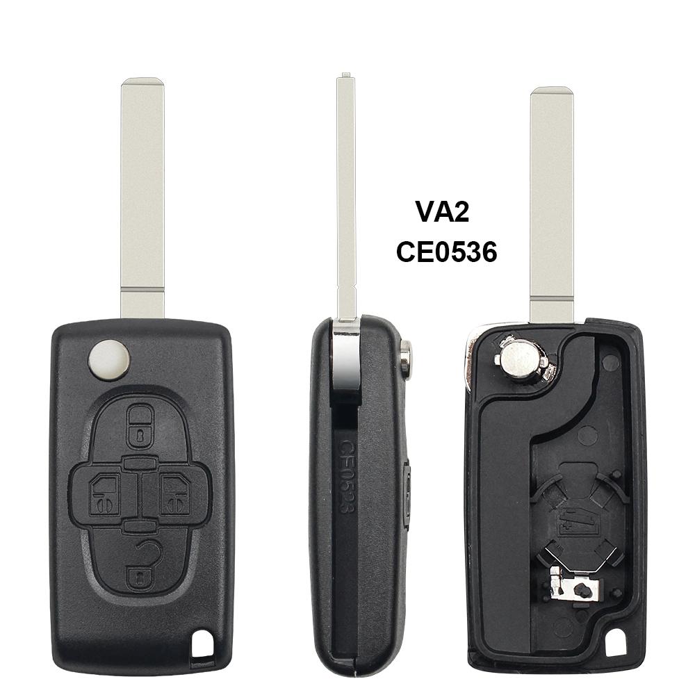 4 Buttons Flip Floding Remote Key Case Shell Fobs for Peugeot 307 308 408 1007 for Citroen C4 C5 C8 Triomphe Quatre Uncut Blade with Groove CE0523