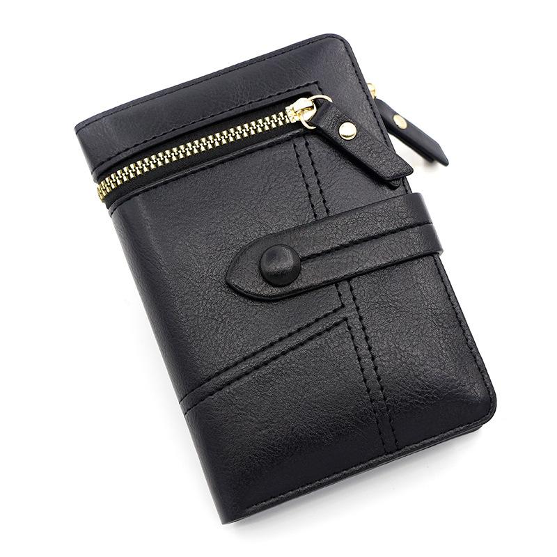 Women's Classic Vintage Style Short Wallet, Leather Card Holder, Coin Purse, Clutch Bag