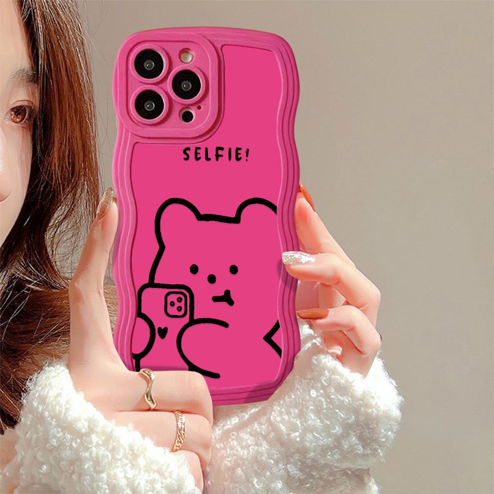 Mobile Phone Cases for iPhone 11 13 XR 15 Pro Max 12 14 Pro Max Case iPhone 16 7 Plus 8 Plus XS Max Big Wave Solid Color Cartoon Anti-drop Waterproof