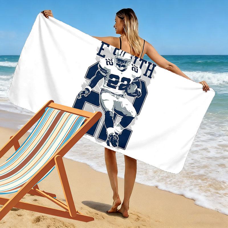 Emmitt Smith Print Beach Towel, Large Soft Quick Dry Towel for Beach Camping Swimming