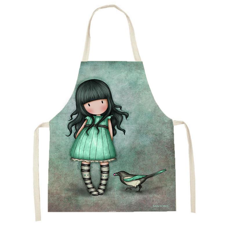 Vaření Pečicí olej a skvrny Kuchyňská zástěra Kreslená Roztomilá dívčí zástěra Zástěra na večeři Dámská zástěra na čištění lněných látek