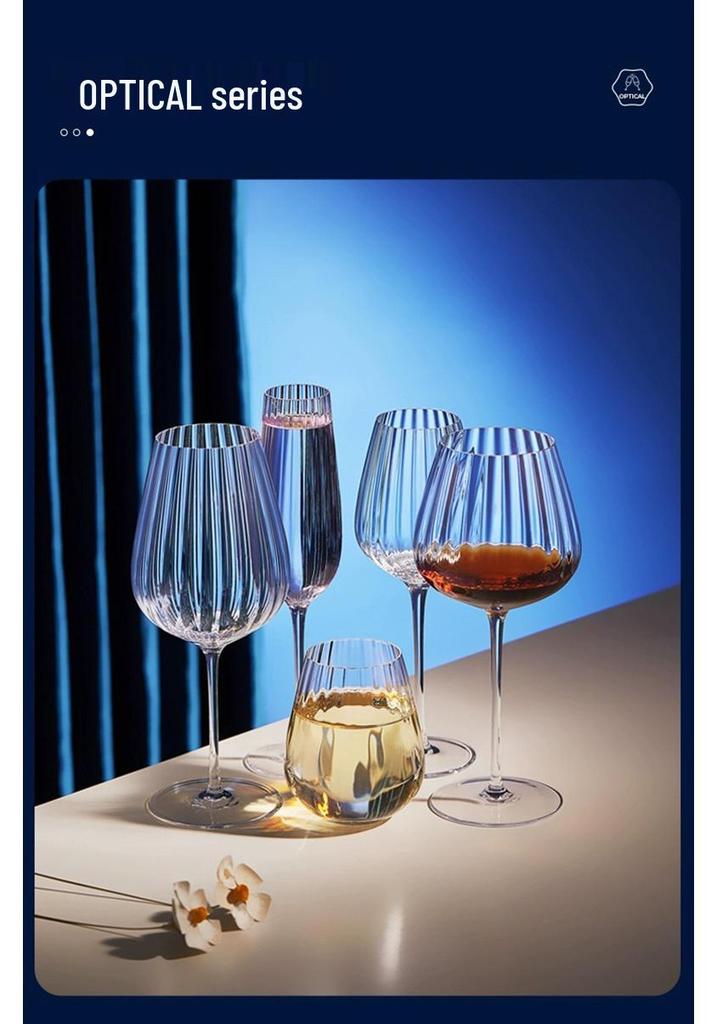Modern Striped Vertical Transparent Glass, Red Wine & Champagne Glass for Home Parties