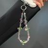 Exquisite Handmade Beaded Chain Phone Lanyard with Water Drop & Square Sugar Wrap Pendants