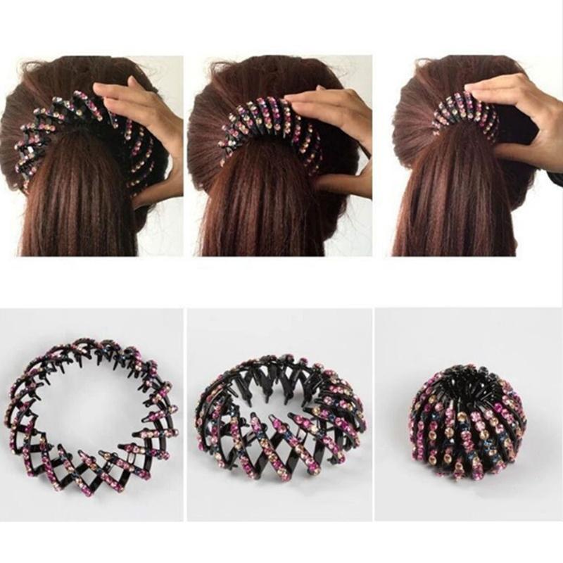 Xiaomi Rhinestone Hair Bun Maker Korean Style Hair Ring Elegant Hairpin Crystal Hair Accessory For Women Bridal Party Headpiece