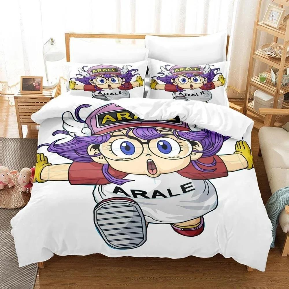 3D Cartoons Bed Sheet Set Kawaii Arale Bedding Set Single Twin Full Queen King Size Bed Set Adult Kid Bedroom Duvet Cover Sets