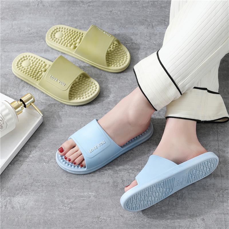 Slippers women's summer indoor home bathroom soft bottom slip-resistant couple men's foot acupressure cool slippers wholesale