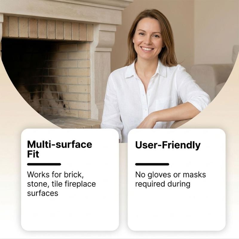 Fine Stone Hearth Cleaning Powder in a Plastic Bottle for Soot Care, Controlled Dispensing, Routine Mantel Cleaning and End-of-Season Surround