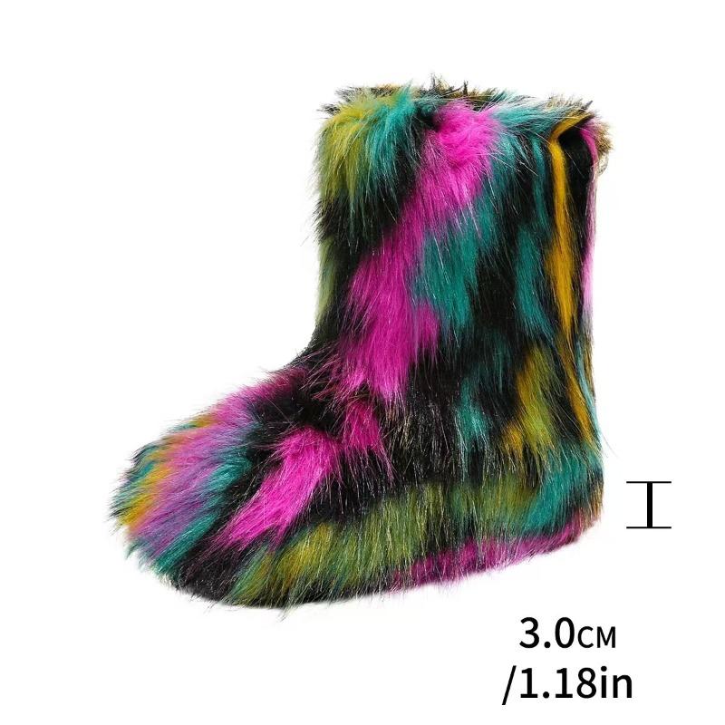 New style plush medium tube snow boots women's large size fluffy women's boots