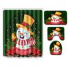 Christmas Shower Curtain Floor Mat Combination Four-Piece Set Bathroom Toilet Carpet Shower Room Mat Foot Mat
