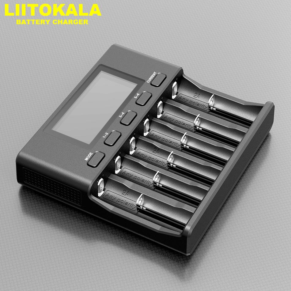 LiitoKala Chargeur de batterie Lii-S6 à 6 emplacements, détection automatique de polarité pour piles 18650, 26650 AA et AAA