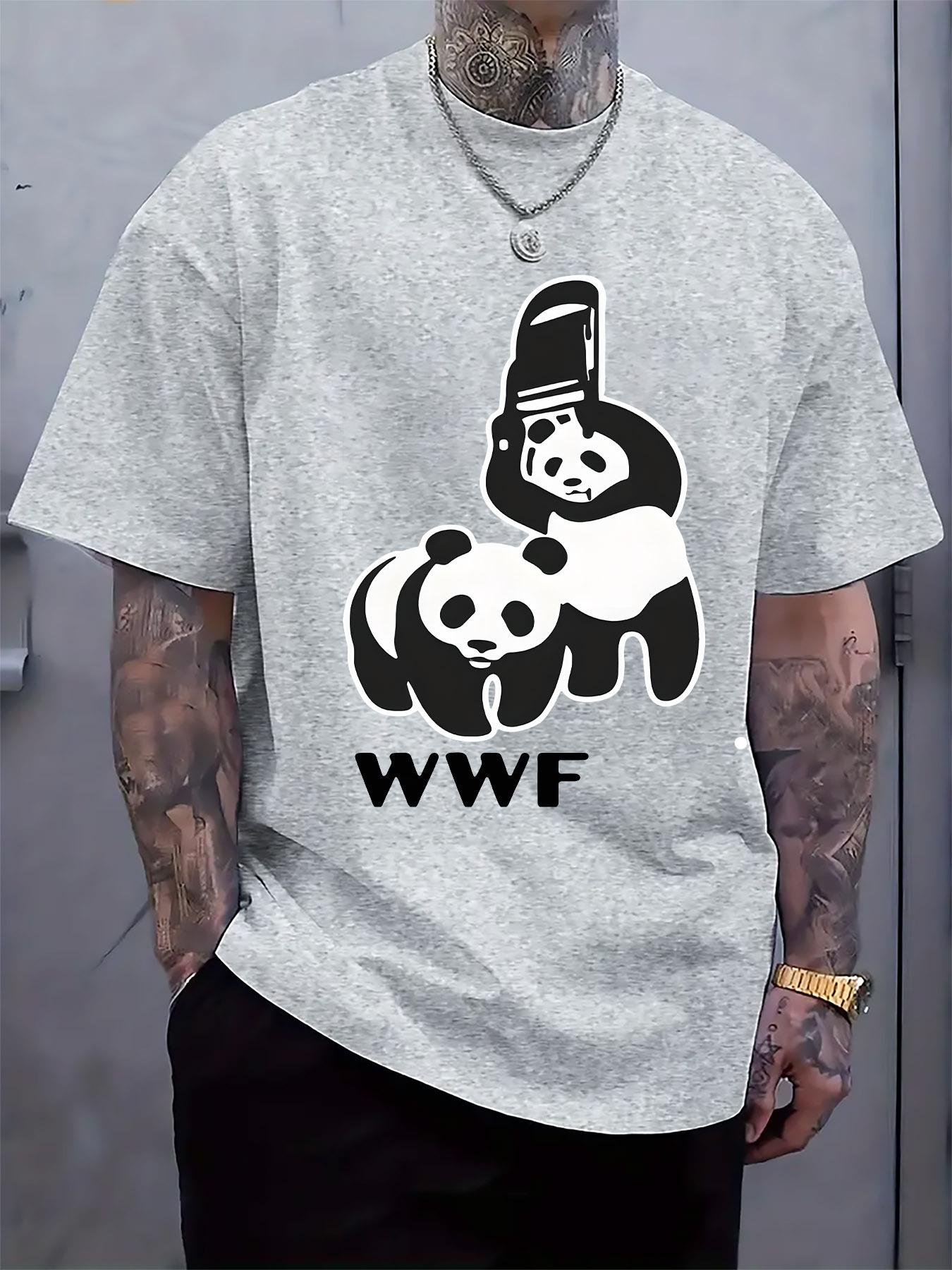 Round Neck Short-Sleeve Tshirt with Panda Logo Print S
