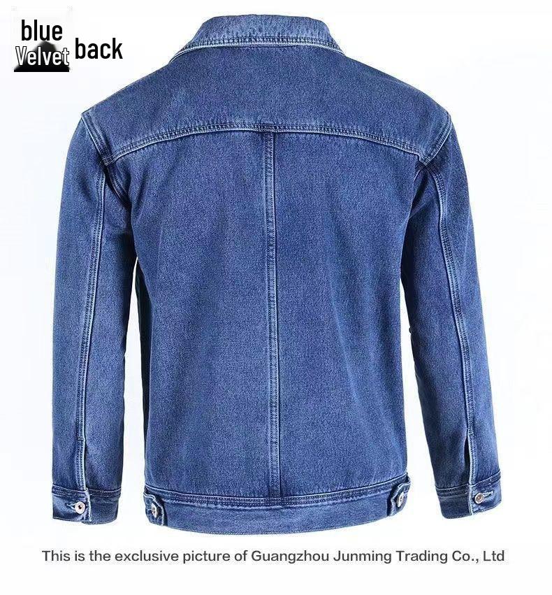 Men's Windproof Velvet-Lined Denim Coat - Warm, Wear-Resistant, Loose-Fit for Winter