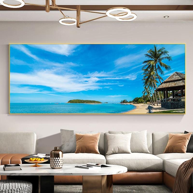 Naturalny Morski Pejzaż na Płótnie Obraz Sztuka Ścienna Pejzaż Wakacje Błękitne Niebo Plakaty i Druki do Salonu Dekoracja Domu