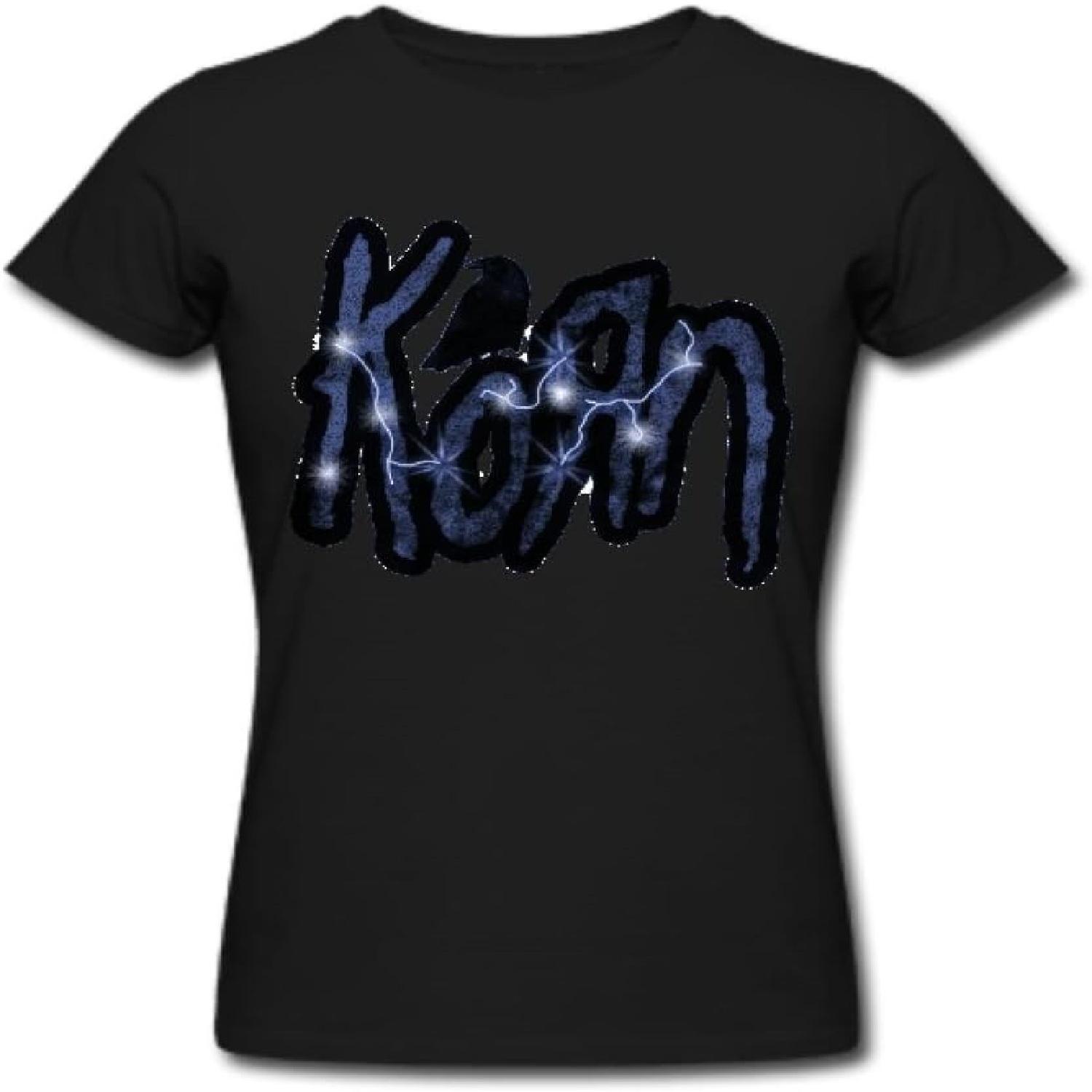 Korn Logo Fashion T-Shirt for Women M Black S