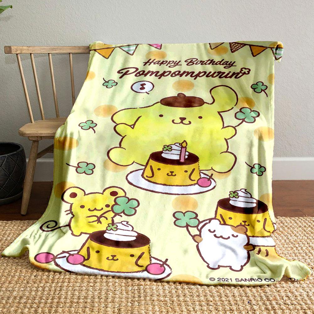 Cute characters with pudding, clovers, and a birthday celebration theme. for all seasons blanket lunch break throw gift