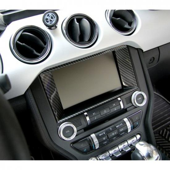 Car Dashboard GPS Navigation Panel Trim Cover for Ford Mustang 2015+Carbon Fiber