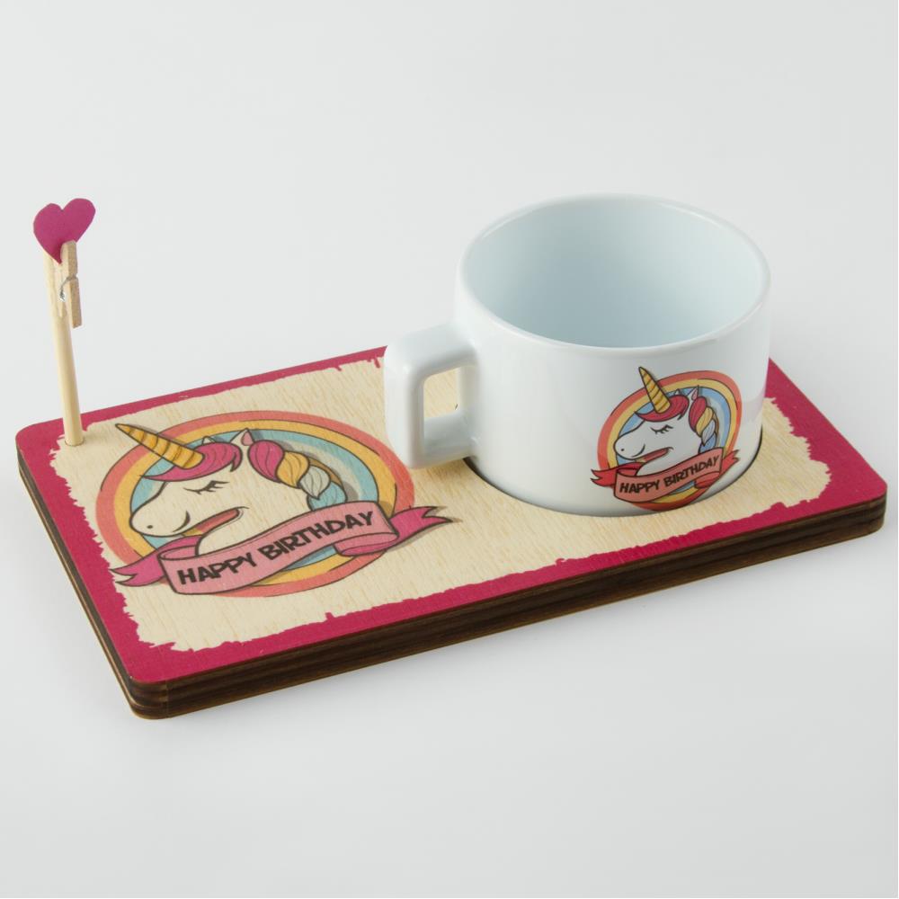 

С днем рождения (С днем рождения) Набор кружек с фигурным деревянным держателем для заметок