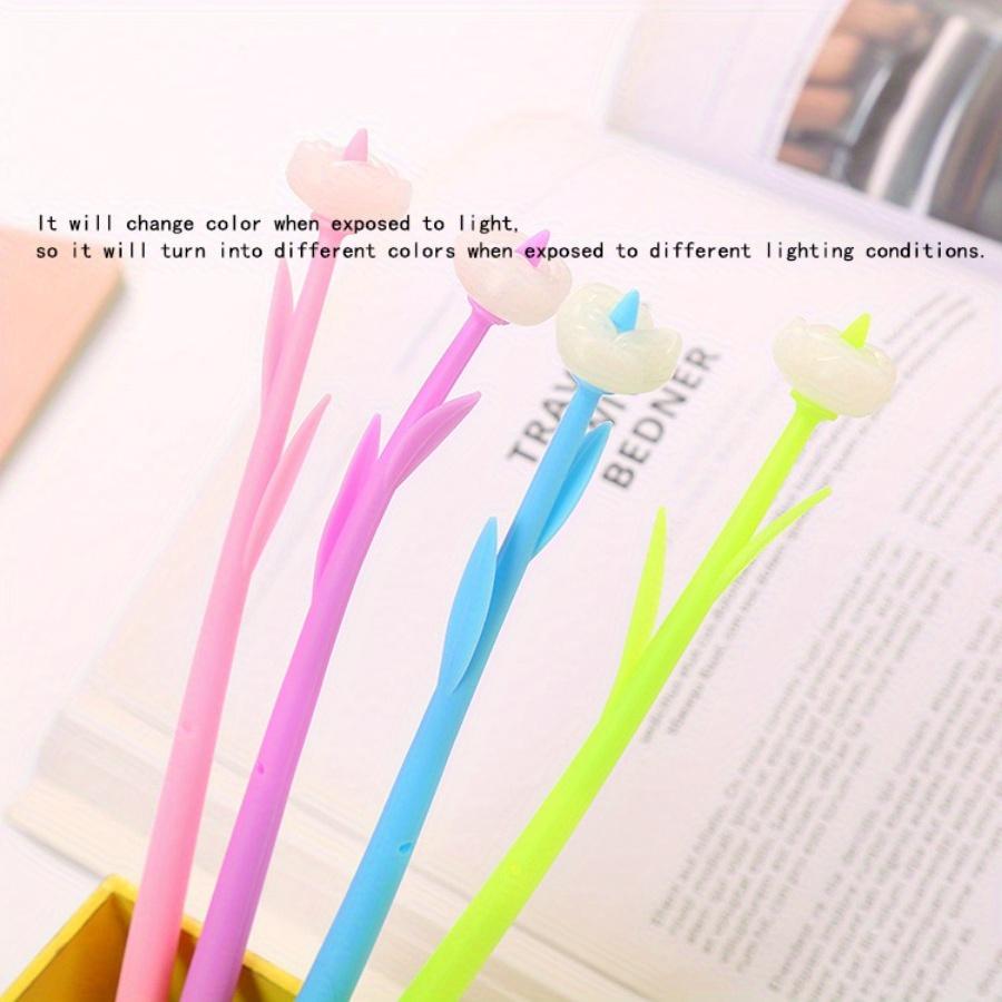 Back To School Season 10pcs 0.5mm Sun-changing Flower Gel Pen Cute Learning Stationery Water-based Pen Color-changing Flower Pen When Exposed To Light